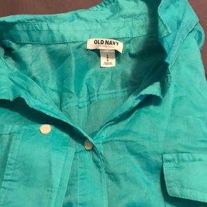 5 for $25 
 Teal Old Navy button down ladies shirt